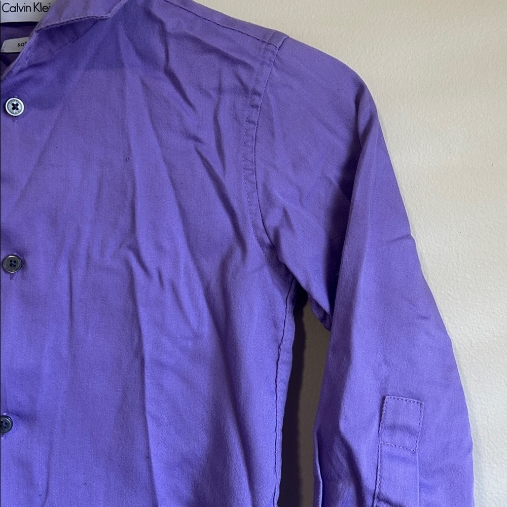 Calvin Klein Sateen lavender colored button down shirt size 6 youth - Picture 4 of 5